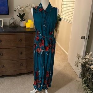 Milan Blue Button Up Floor Length Dress
